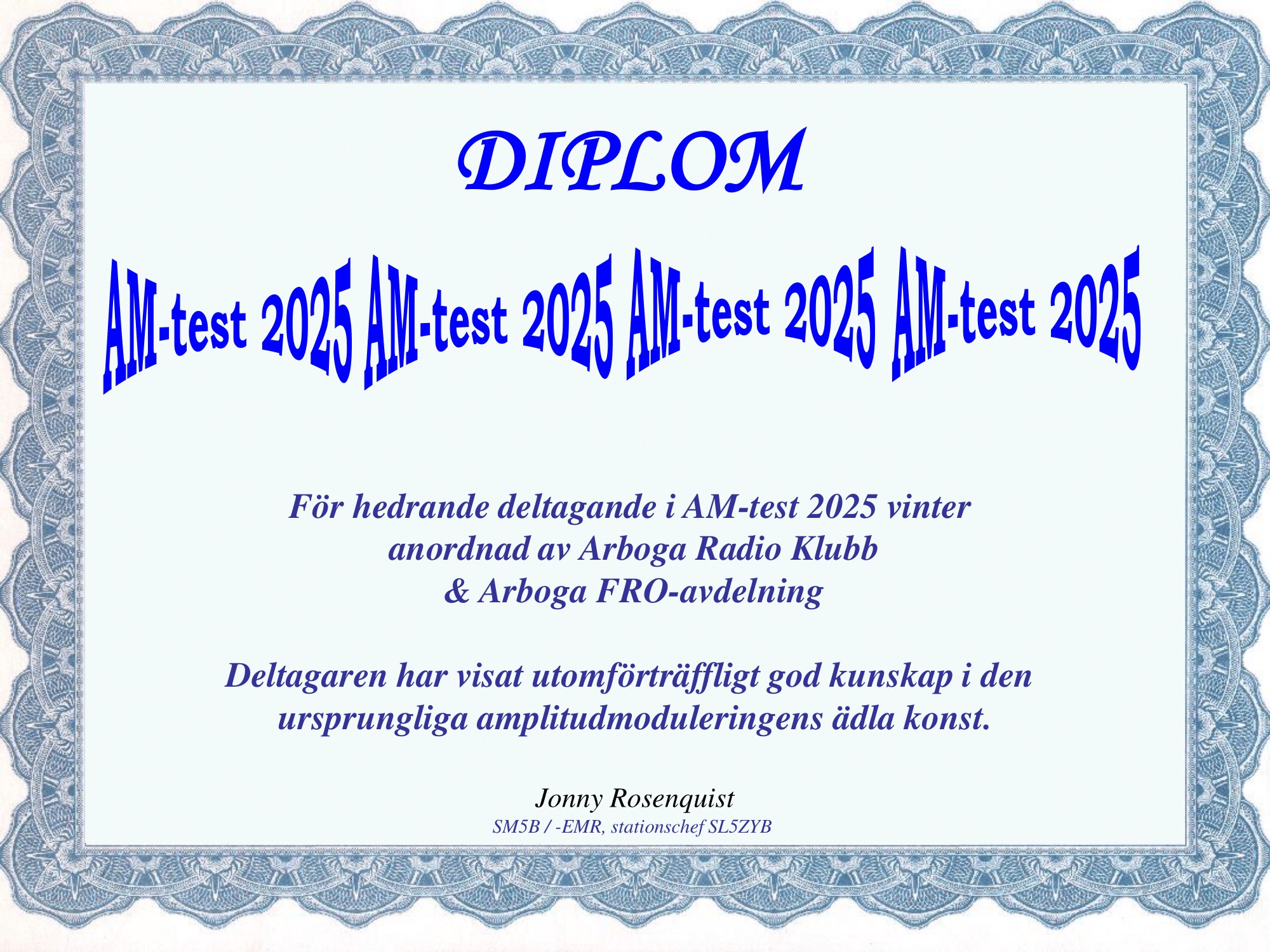 SK0AR diplom AM-testen 2025
